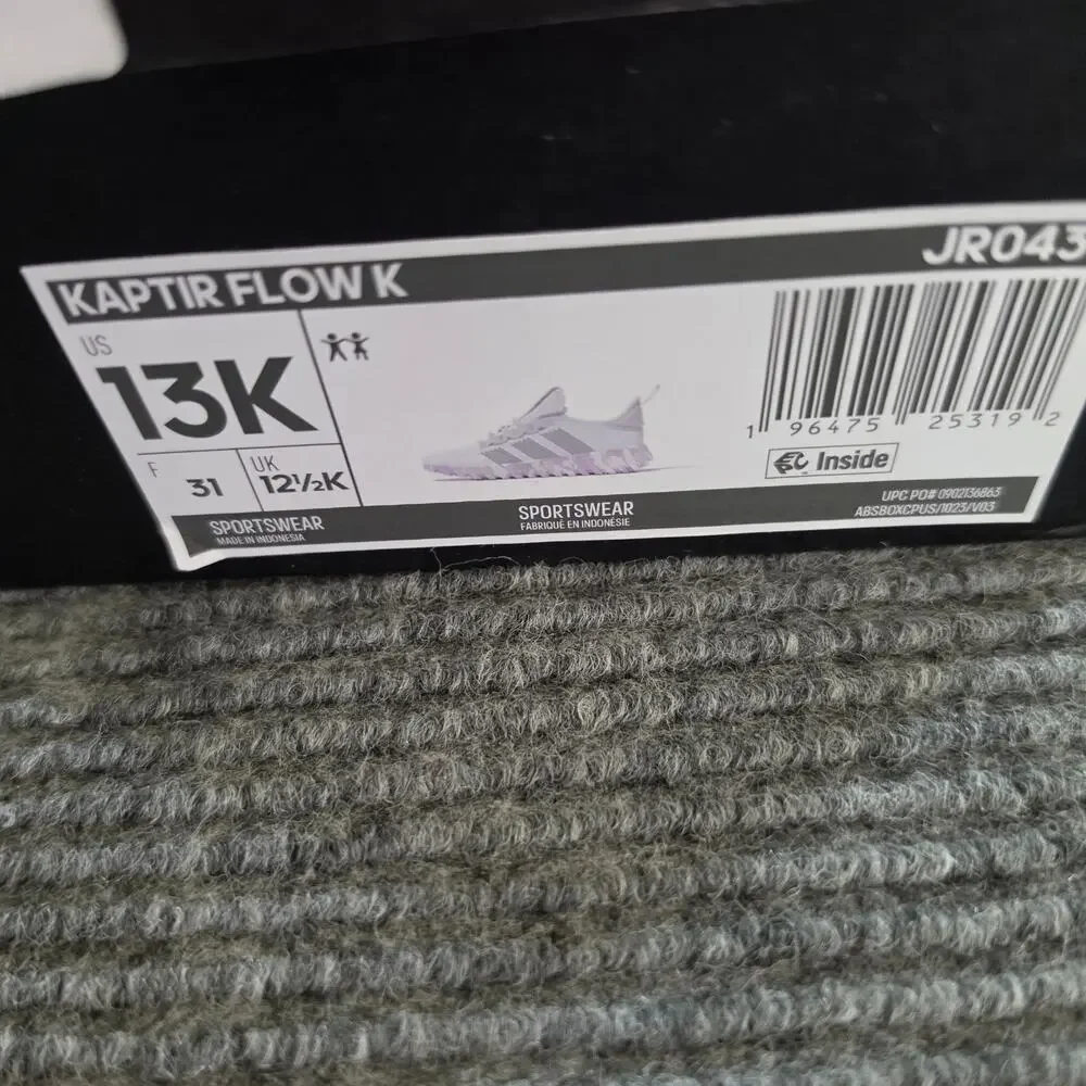Adidas Kaptir Flow K JRO430 Kids Sneakers Cloud White Grey Size 13K Slip-On